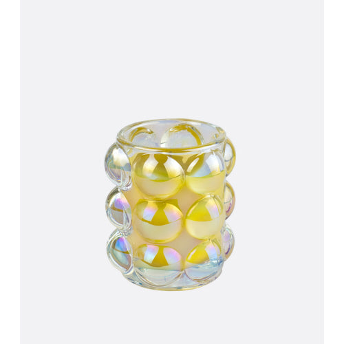 4.5 oz Yellow Iridescent Bubble Glass Candle