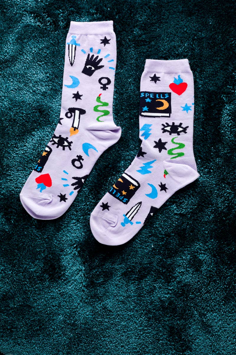 Witchy Mystic Spells Crew Socks