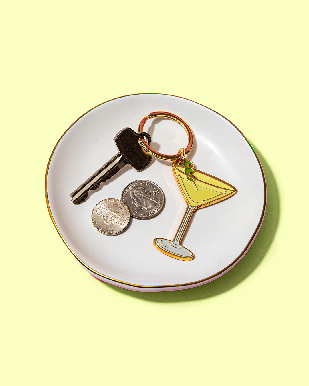 Olive Dirty Martini Enamel Keychain