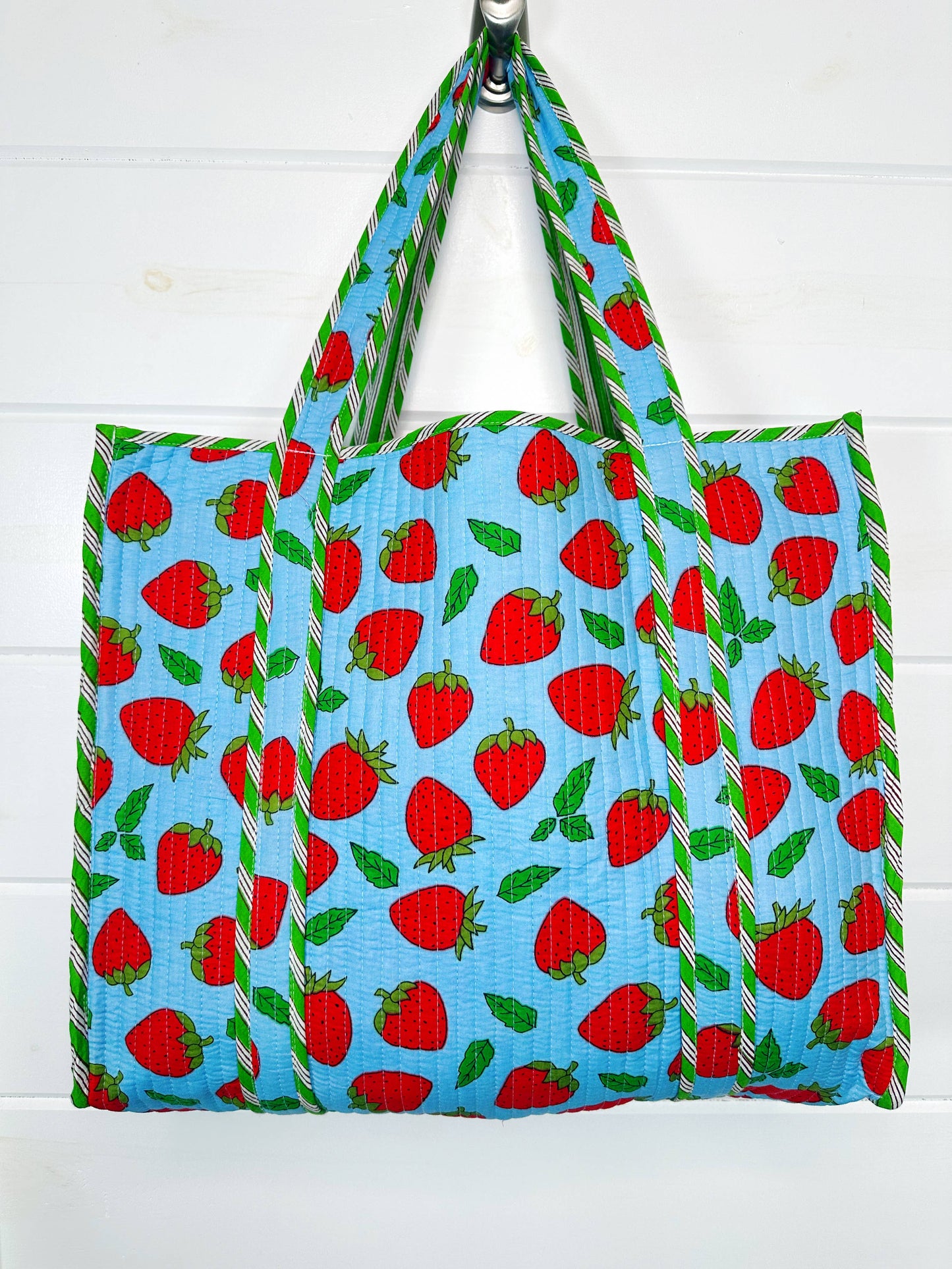 Blue Strawberry Bag Shopping Tote