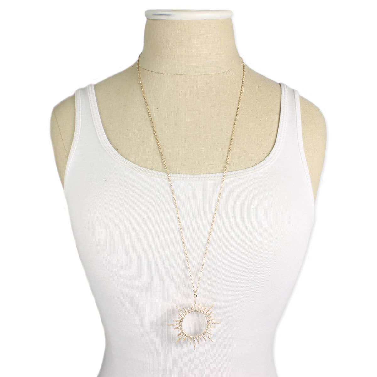 Gold & Crystal Sunburst Long Necklace