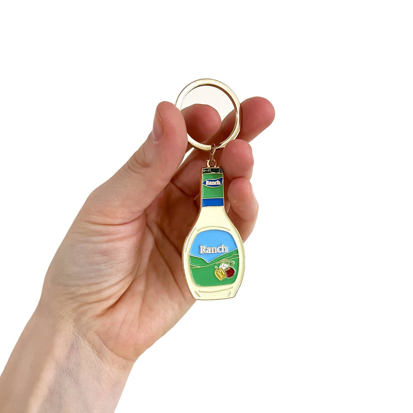 Ranch Dressing Illustrated Enamel Keychain