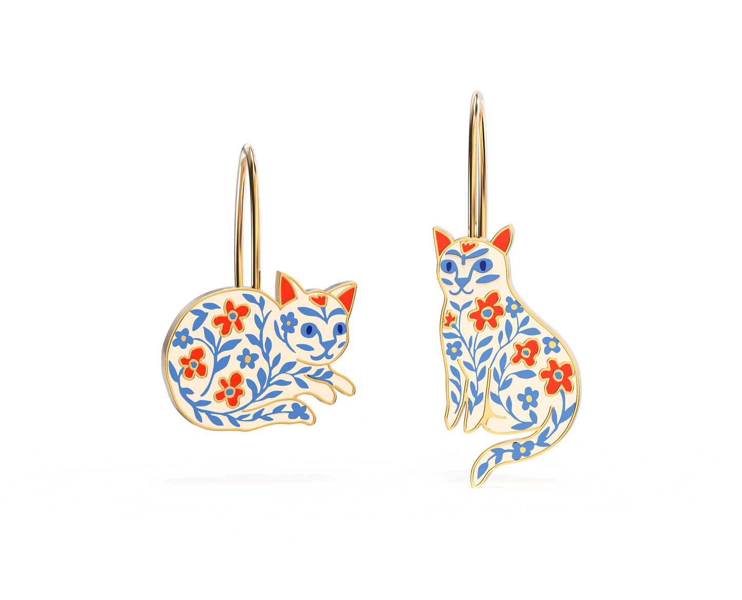 Floral Cats Earrings