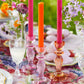 Pink Glass Candlestick Holder