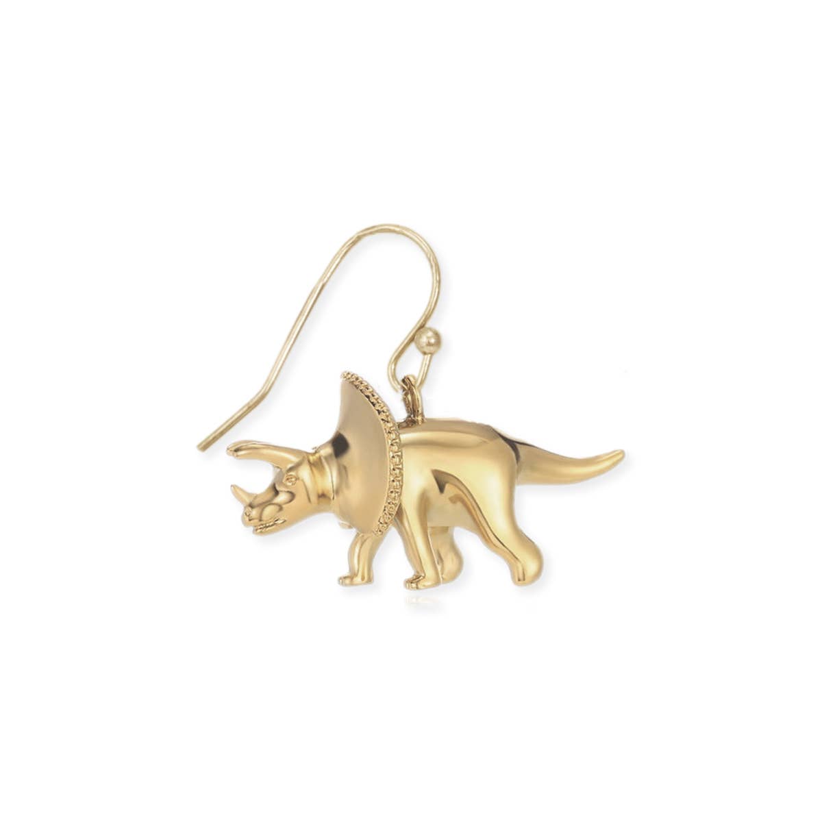 Prehistoric Times Gold Triceratops Earrings