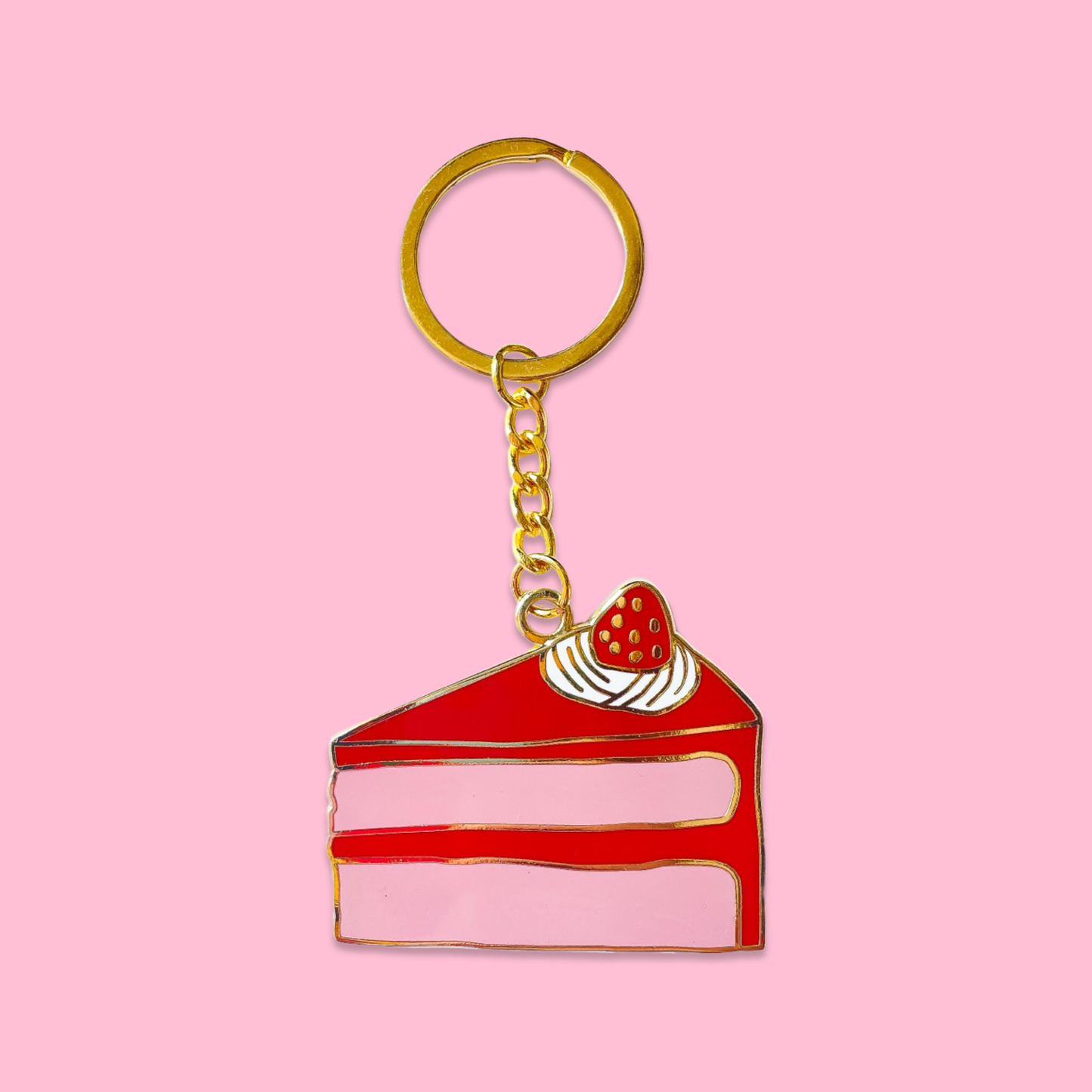 Cake Slice Enamel Keychain