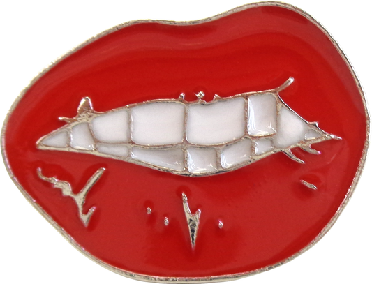 Enamel Pin - Snarling Red Lips With Teeth Showing