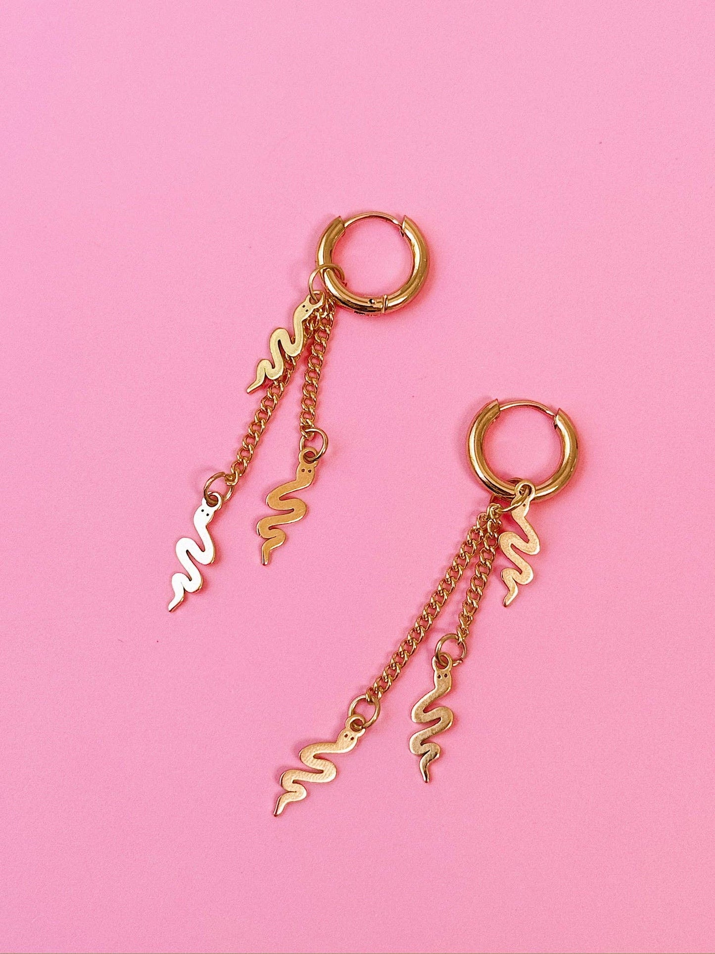 Snake Chain Huggie Dangle Earrings