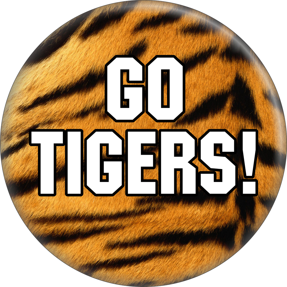 Magnet - "Go Tigers!" - White On Tiger Stripes