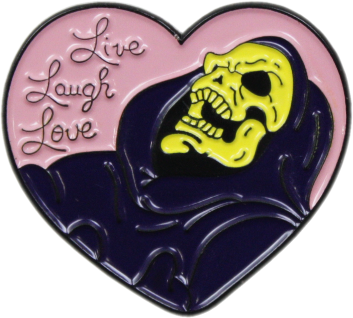 Enamel Pin - "Live Laugh Love" - Skeleton In Purple Robe