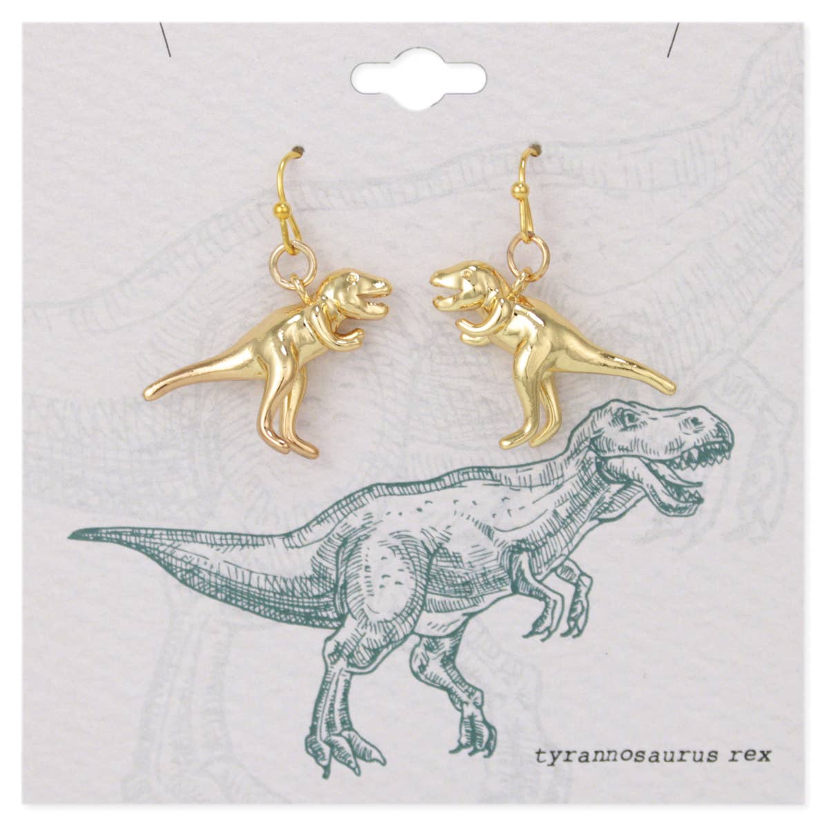 Prehistoric Times Gold Tyrannosaurus Rex Earrings