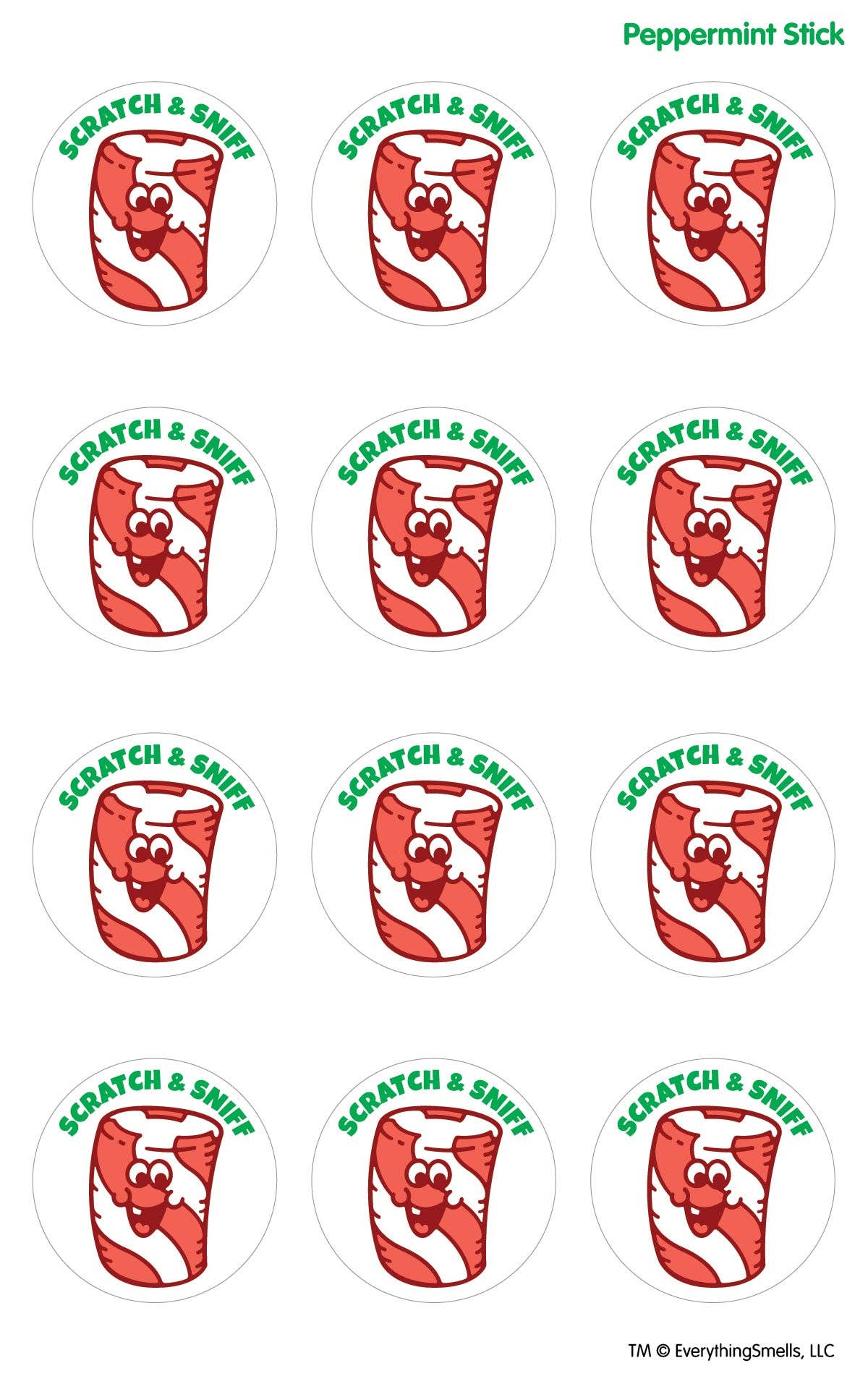 Peppermint Stick Scratch & Sniff Stickers