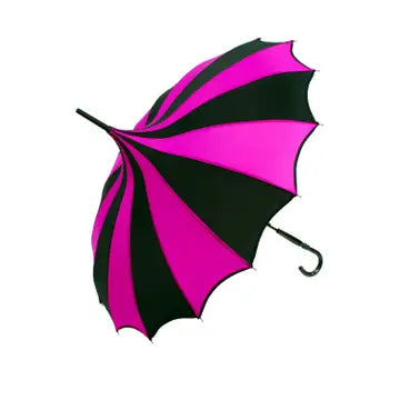 Batwing Pagoda Umbrella [Black/Hot Pink Striped]