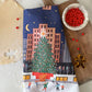 Rockefeller Tree Cotton Tea Towel with Embroidered Detail