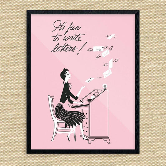 8" x 10 It's Fun to Write Letters Vintage Print