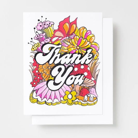 Thank You Floral Risograph Cards (Set of 8)