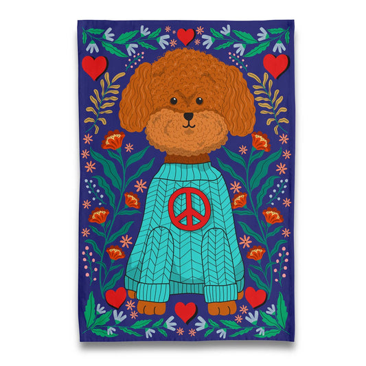 Peace Love POODLE Tea Towel 