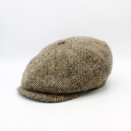 The  Bourbon Herringbone Fleck Wool Newsboy Cap by Hologramme Paris