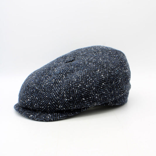 The "Blue Fleck Herringbone" Newsboy Cap by Hologramme Paris