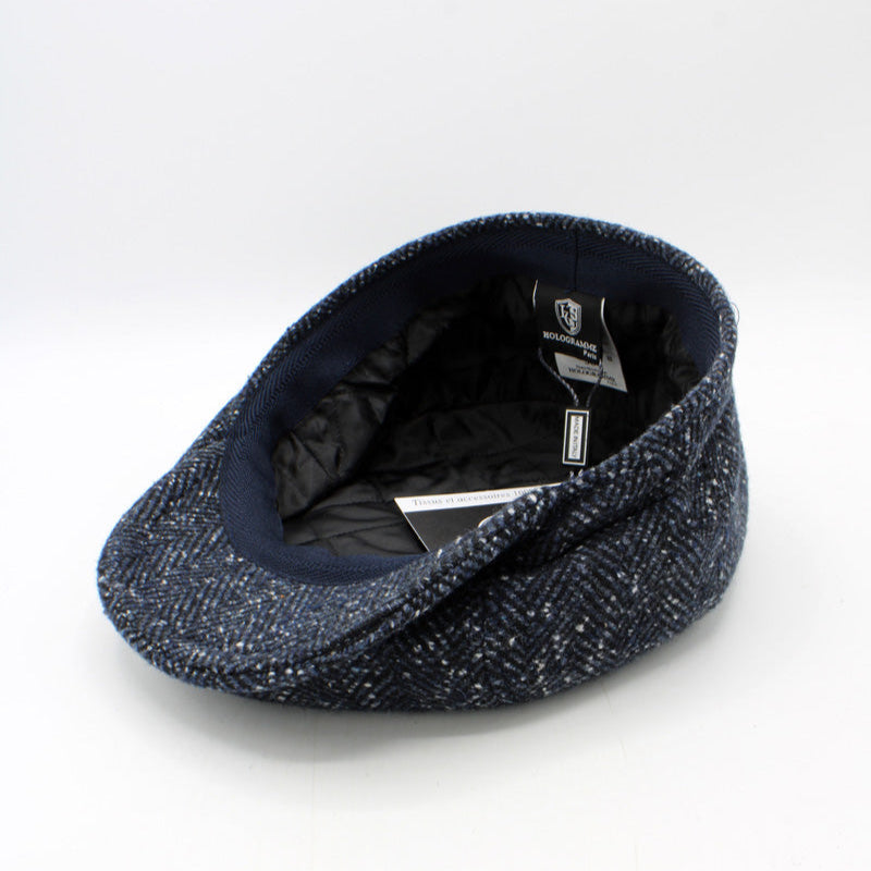 The "Blue Fleck Herringbone" Newsboy Cap by Hologramme Paris