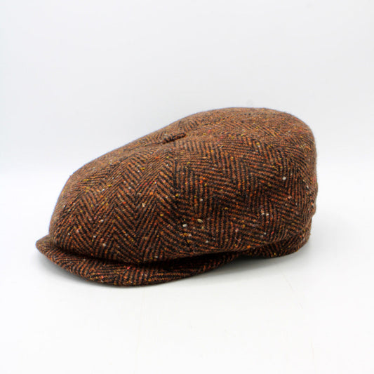 The Brick Red Fleck Herringbone Newsboy Cap by Hologramme Paris