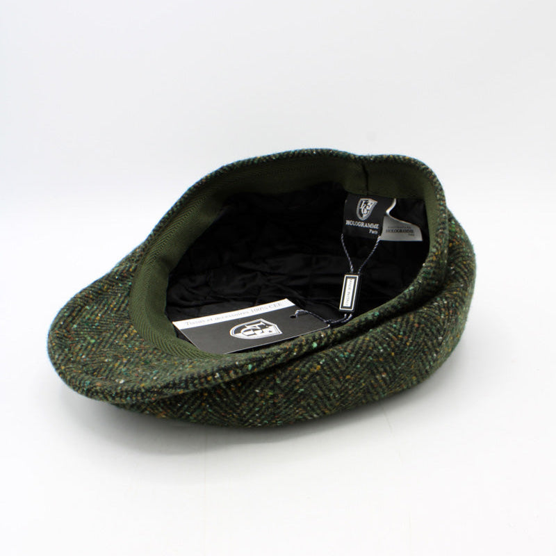 The Irish Green Herringbone Fleck Wool Newsboy Cap by Hologramme Paris