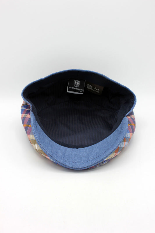 The Summer Plaid Italian Linen Cap by Hologramme Paris