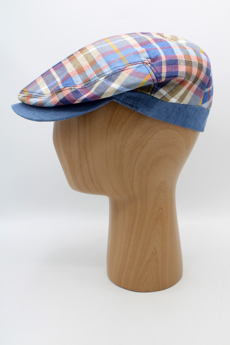 The Summer Plaid Italian Linen Cap by Hologramme Paris