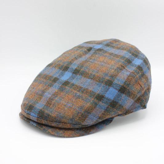 The "Blue and Brown Tartan" - Merino Wool Pub Cap by Hologramme Paris