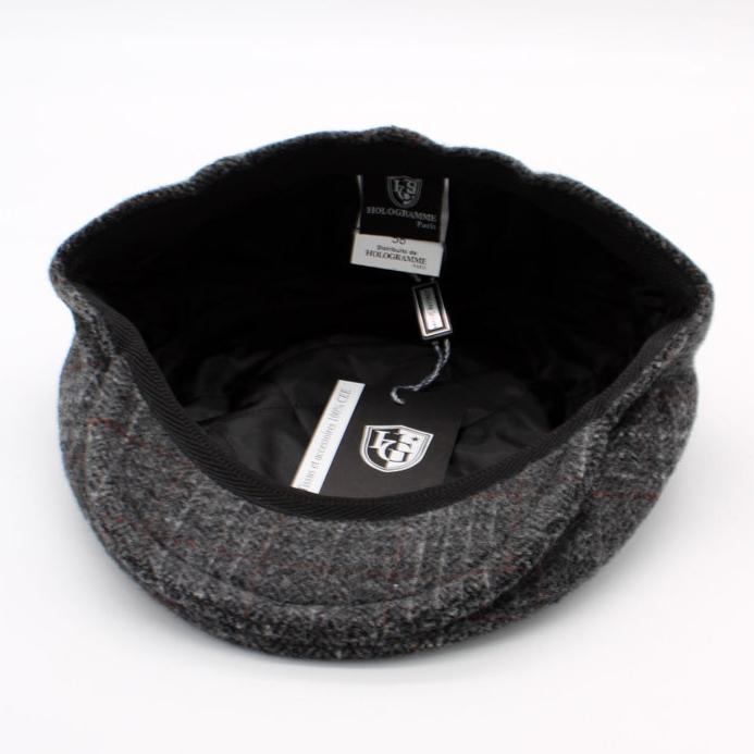 The "Gray and White Plaid" Wool Flat Cap by Hologramme Paris