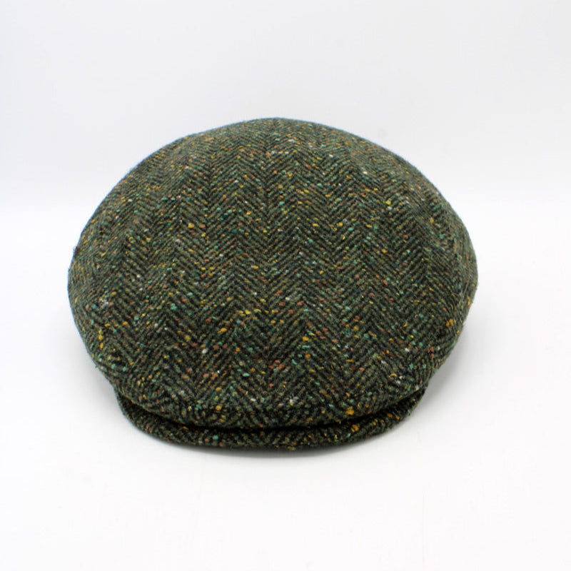 The Irish Green Herringbone Fleck Wool Flat Cap by Hologramme Paris