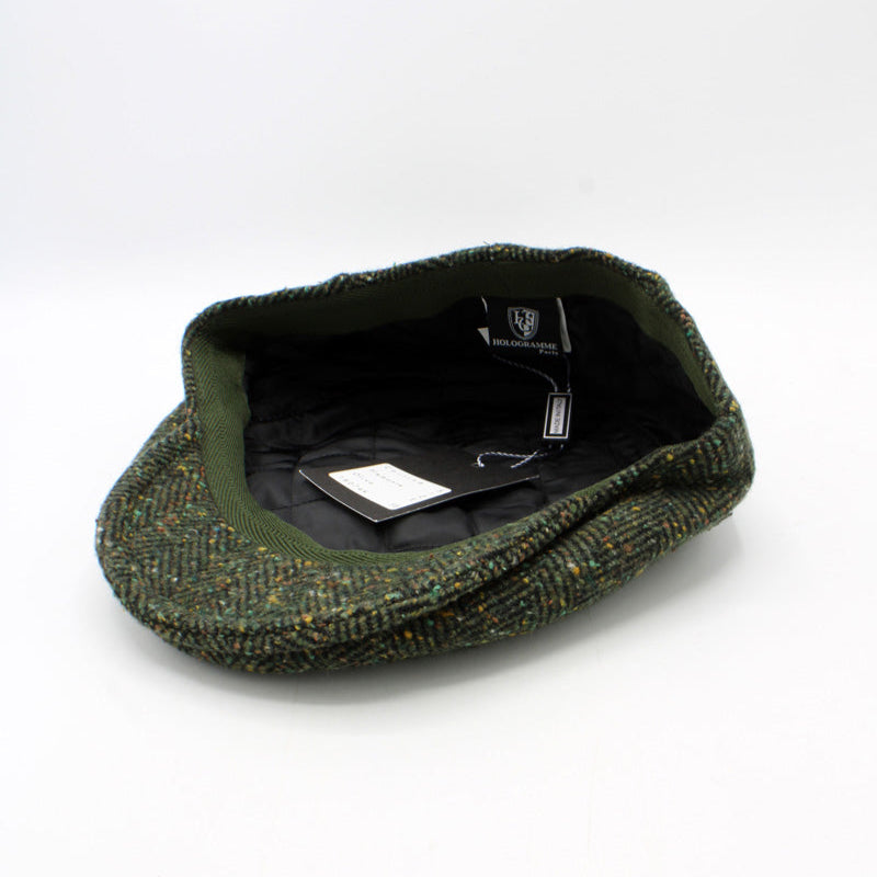 The Irish Green Herringbone Fleck Wool Flat Cap by Hologramme Paris