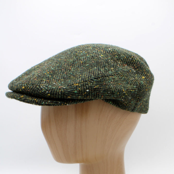 The Irish Green Herringbone Fleck Wool Flat Cap by Hologramme Paris