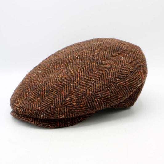 The Brick Red Herringbone Flat Cap by Hologramme Paris