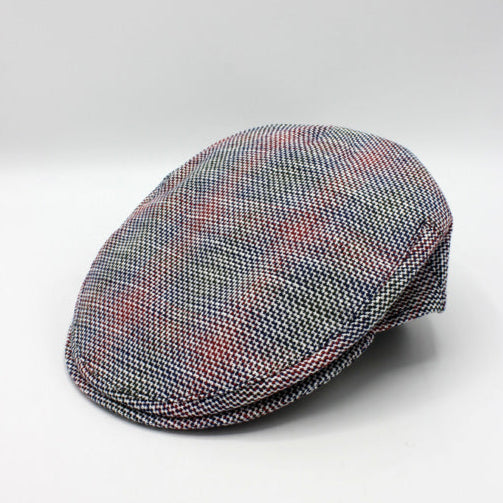 The Edge Plaid Italian Linen Flat Cap by Hologramme Paris
