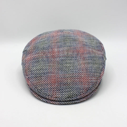 The Edge Plaid Italian Linen Flat Cap by Hologramme Paris