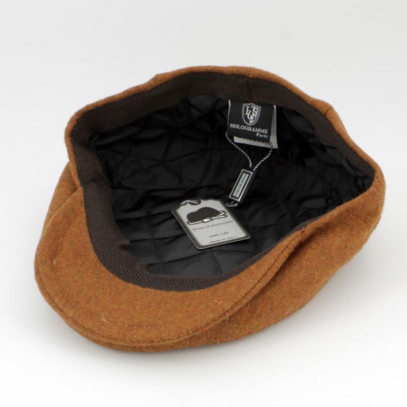 The Duke Copper Orange Flat cap by Hologramme paris, made in Italy for FunkyBrims.