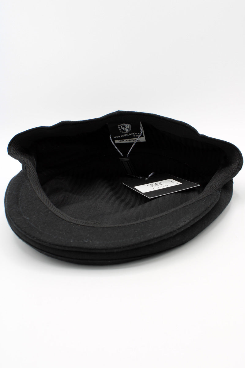 The Everyday Black Summer Linen Flat Cap by Hologramme Paris