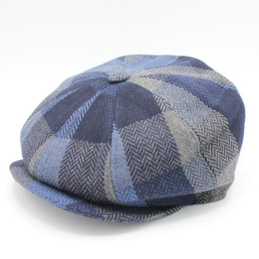 The "FunkyBrims Blue Tweed" Newsboy Cap by Hologramme Paris