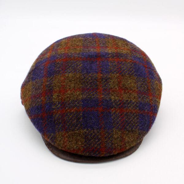 The "Purple and Green Tartan" - Wool Flat Cap by Hologramme Paris