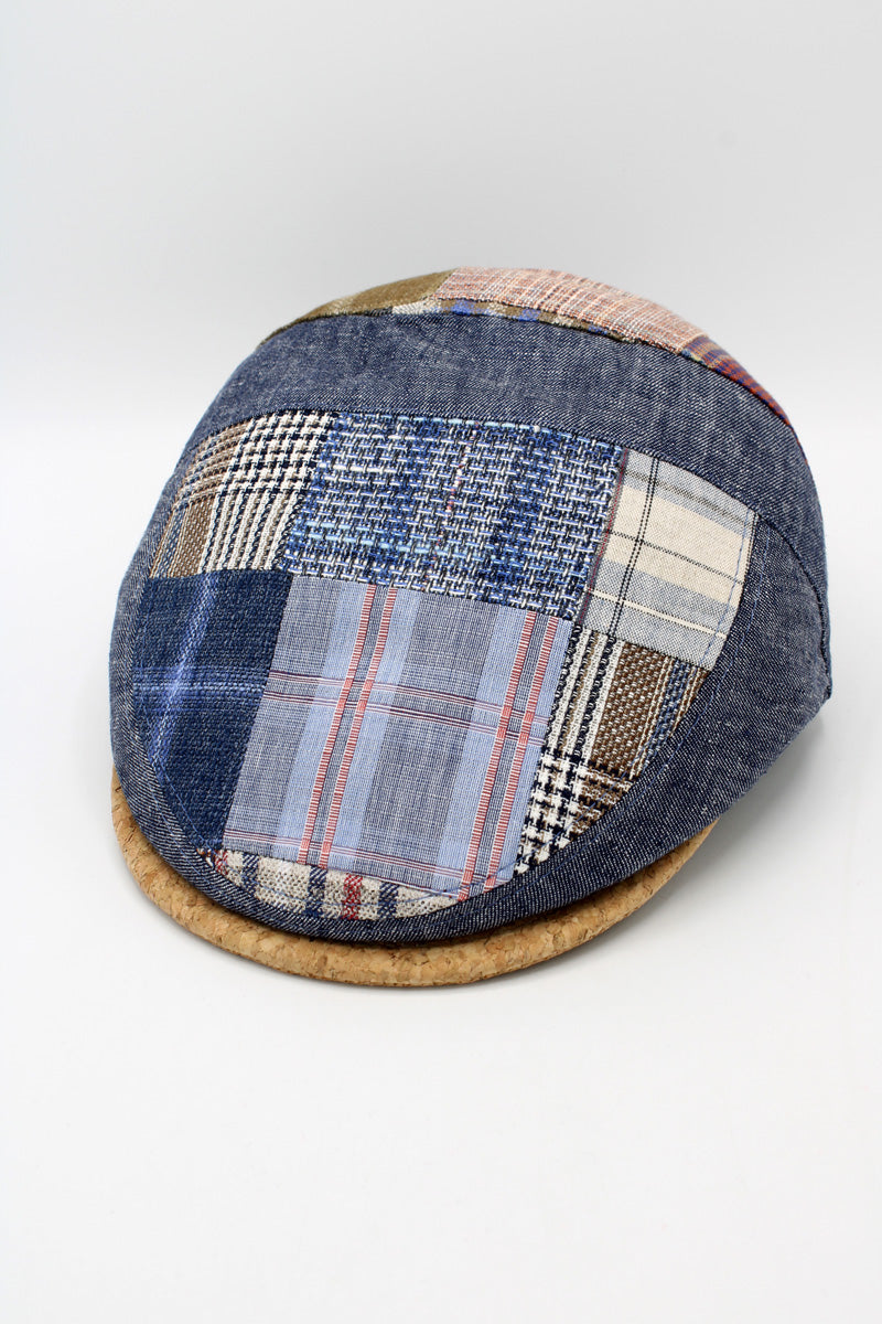 The Blue Denim Cork Patchwork Cap by Hologramme Paris