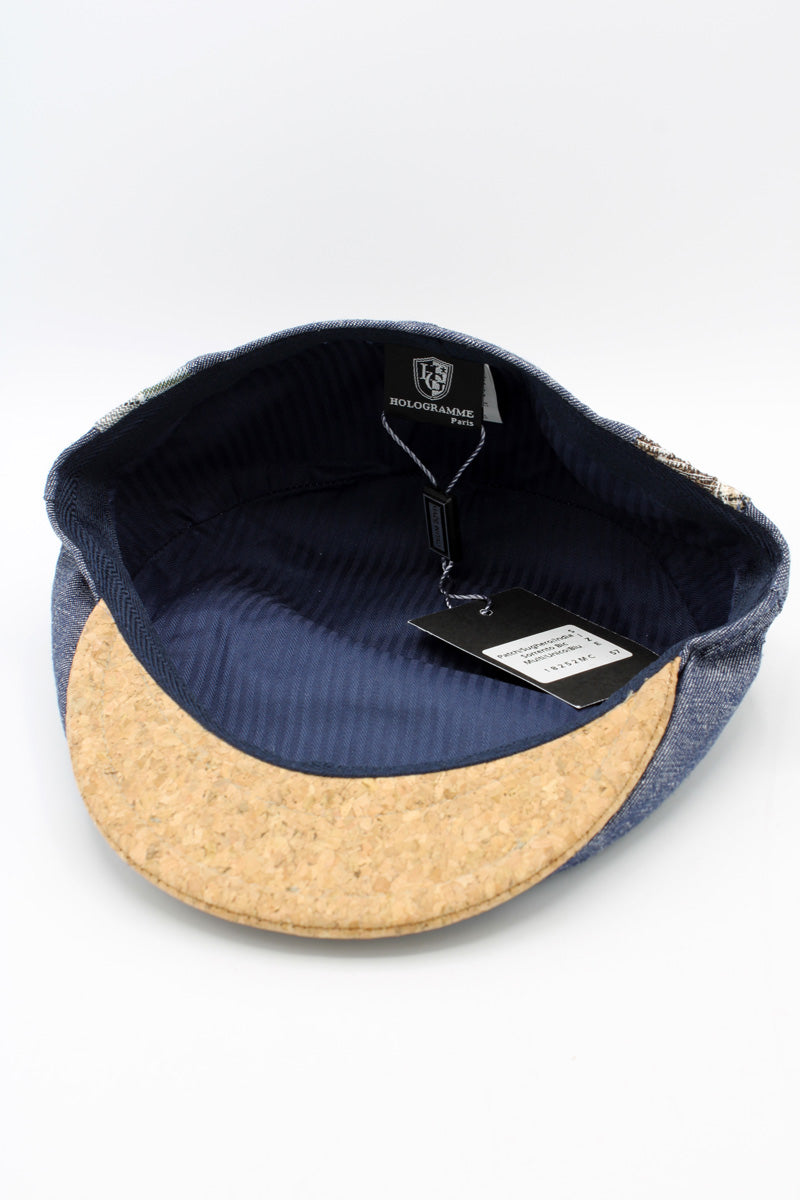 The Blue Denim Cork Patchwork Cap by Hologramme Paris