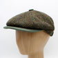 The Greenstone Tweed: Italian-made virgin wool cap with rich green tweed and multicolor flecks. FunkyBrims.