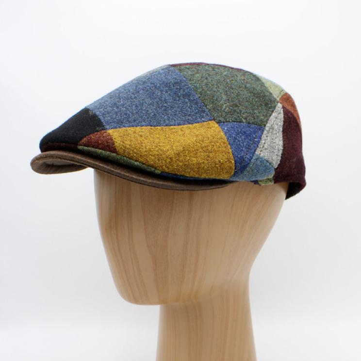 The "Diamond Cut" Patchwork Flat Cap by Hologramme Paris