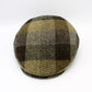 The "Olive Fall Plaid" - Checked Herringbone  Lana Wool Flat Cap by Hologramme Paris