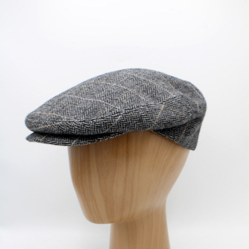 The "Gray Lined Herringbone" Flat Cap by Hologramme Paris - HOLIDAY SPECIAL