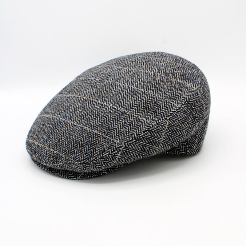 The "Gray Lined Herringbone" Flat Cap by Hologramme Paris - HOLIDAY SPECIAL