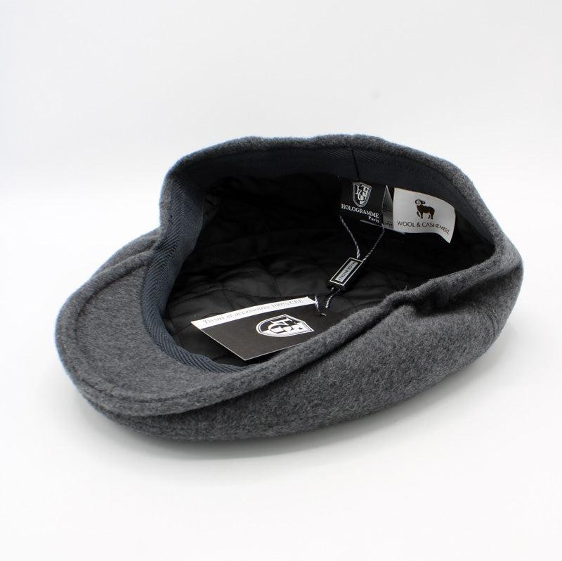 The "Cash" - Gray Cashmere and Wool Flat Cap by Hologramme Paris - HOLIDAY SPECIAL