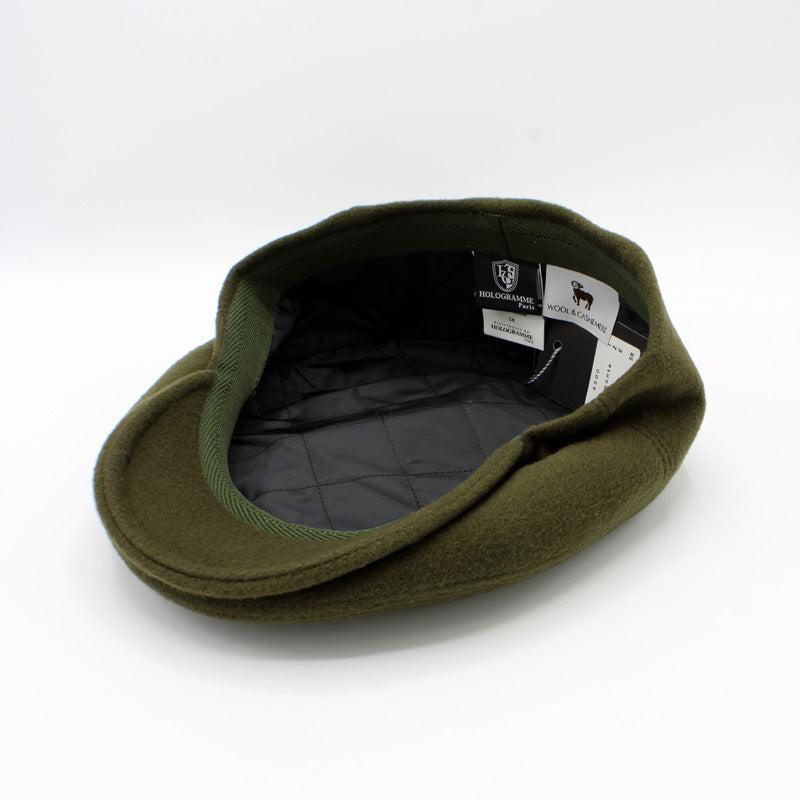 The "Cash" - Deep Green Cashmere and Wool Flat Cap by Hologramme Paris