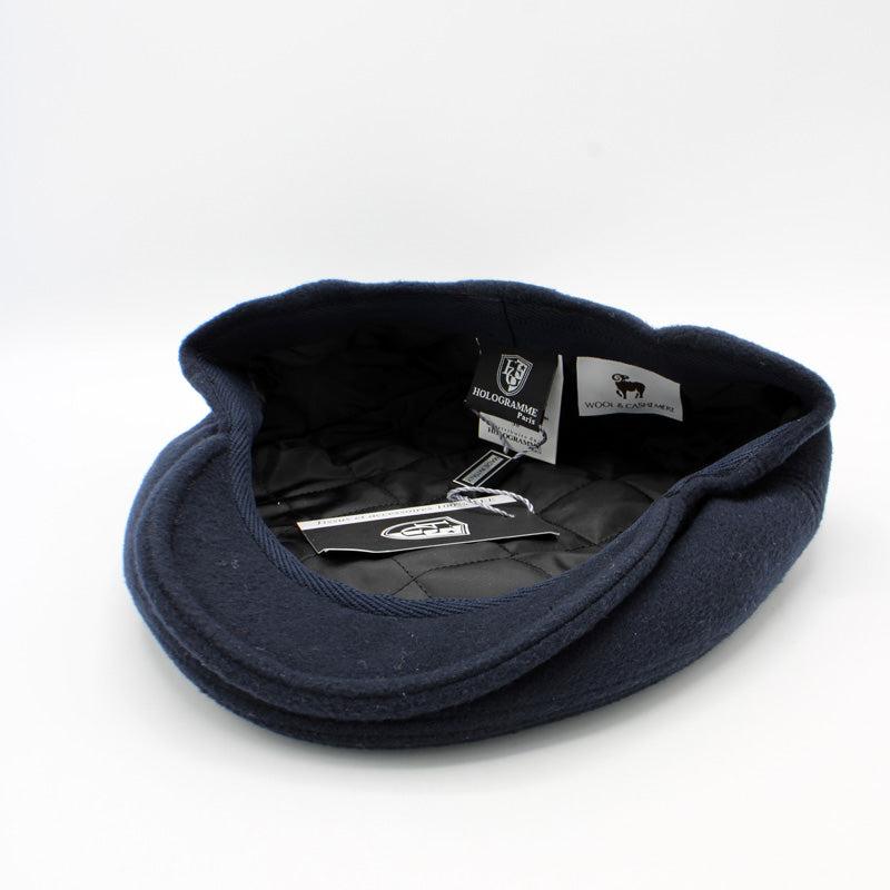 The "Cash" - Deep Blue Cashmere and Wool Flat Cap by Hologramme Paris